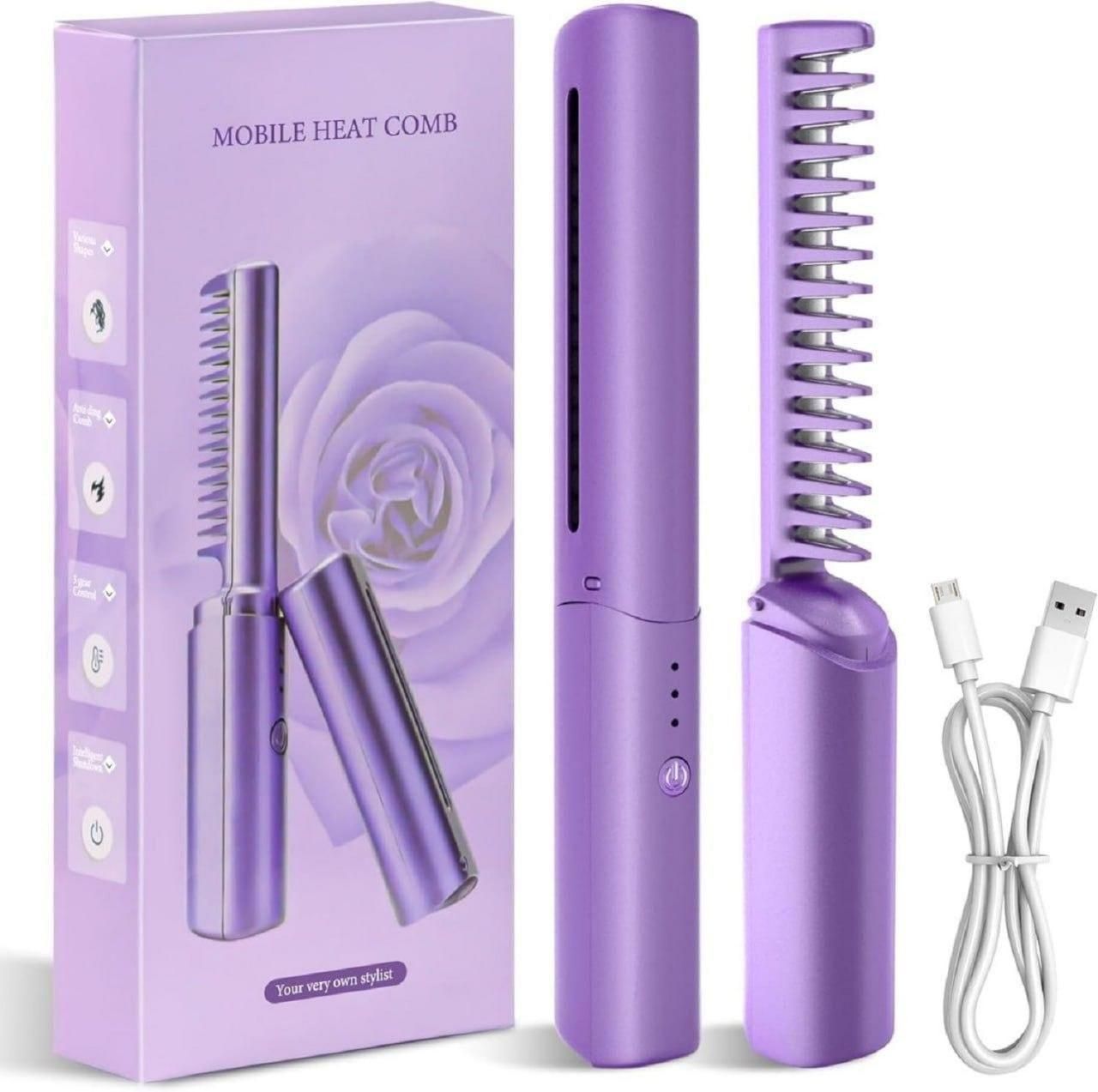 Viral Craze Collectives Meneflix Portable Mini Hair Straightener – Cordless Rechargeable Adjustable Hot Comb (Pack of 1, Assorted Color)