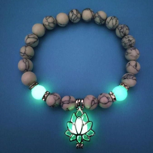 Viral Craze Collectives Glowing in the Dark Moon Lotus Flower Charm Bracelet – Unisex Free Size (Pack of 2, Random Colors)